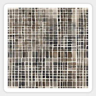 Brown and Beige Abstract Grid Pattern Sticker